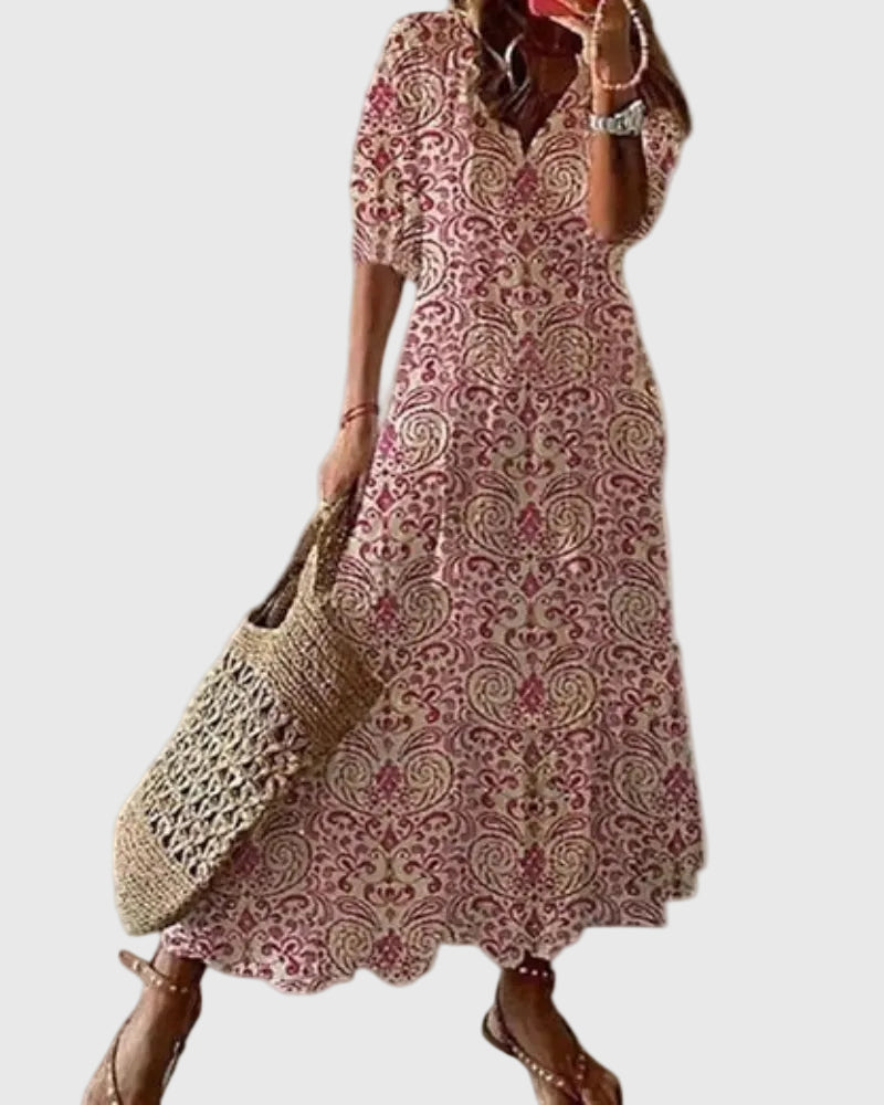 Flavie | Robe Maxi Bohème à Pompons