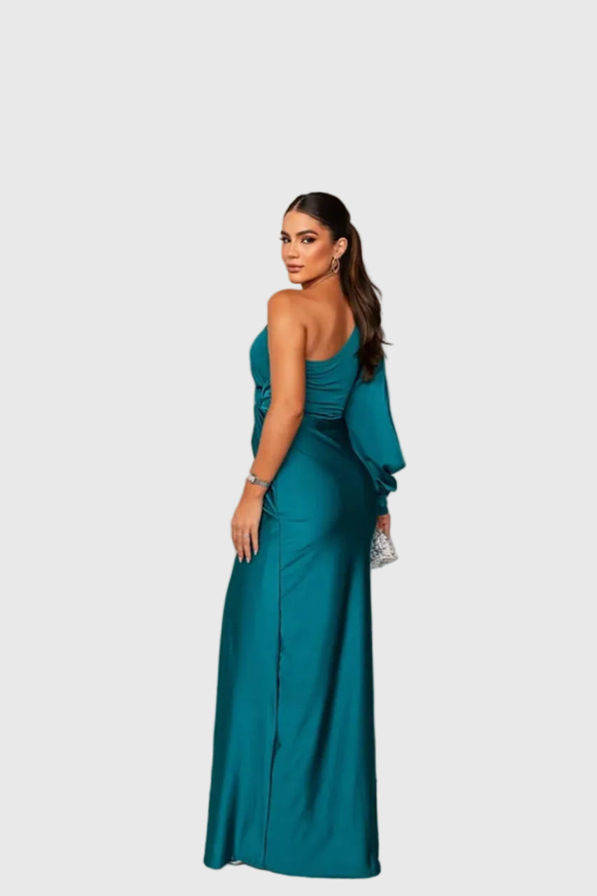 Auriane | Robe Maxi Asymétrique Satinée