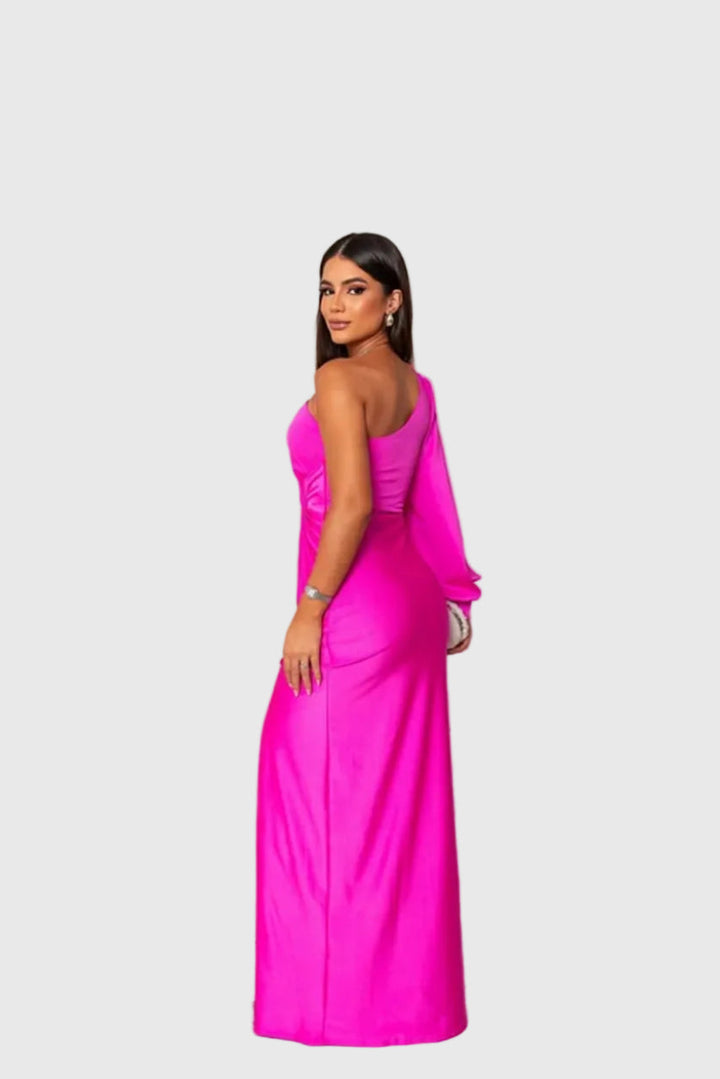 Auriane | Robe Maxi Asymétrique Satinée