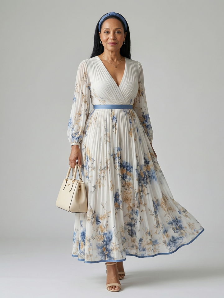 Ewa | Robe Midi Croisée Plissée