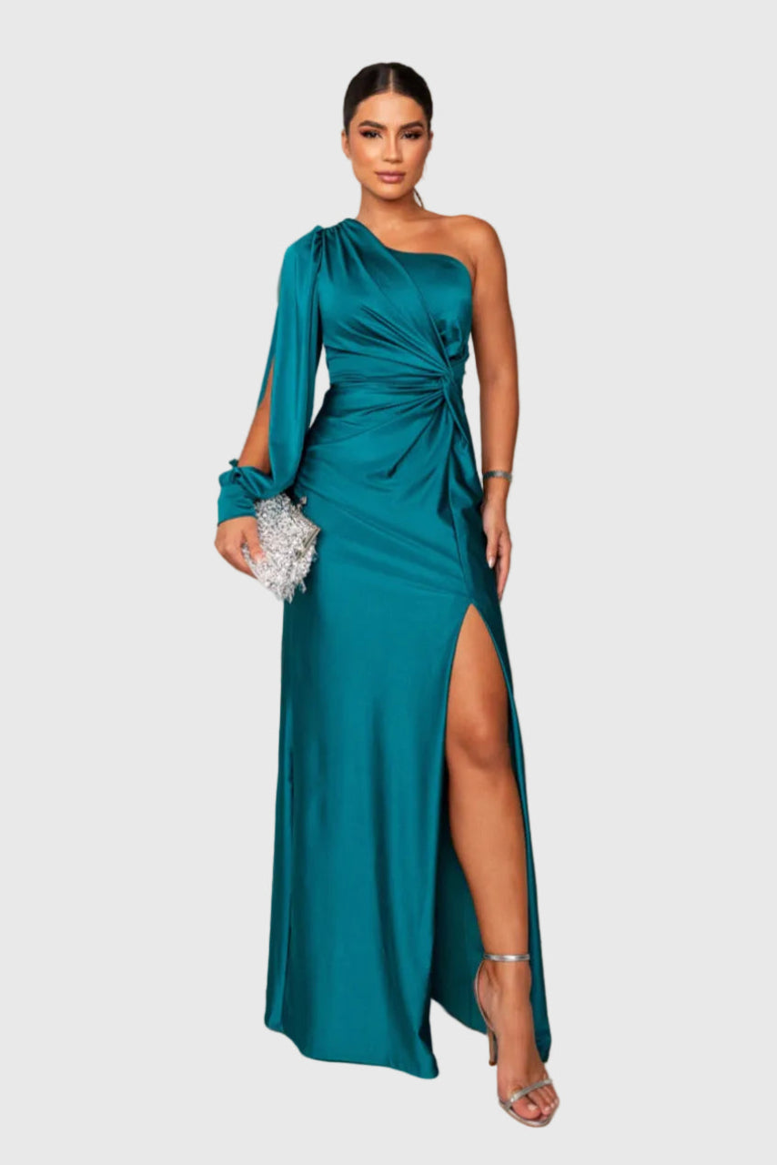Auriane | Robe Maxi Asymétrique Satinée