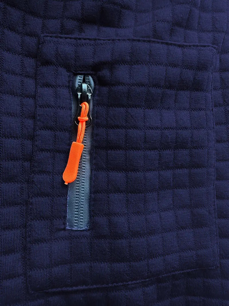 Męska koszulka polo w slim fit z teksturowanym materiałem i kieszenią na zamek w rękawie
