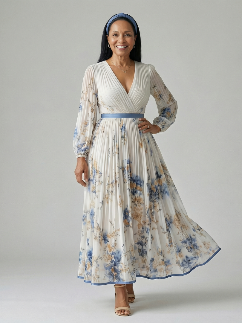 Ewa | Robe Midi Croisée Plissée