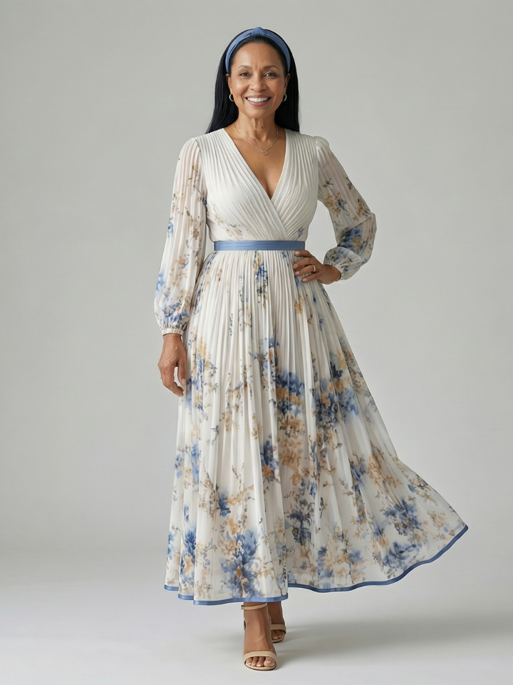 Ewa | Robe Midi Croisée Plissée