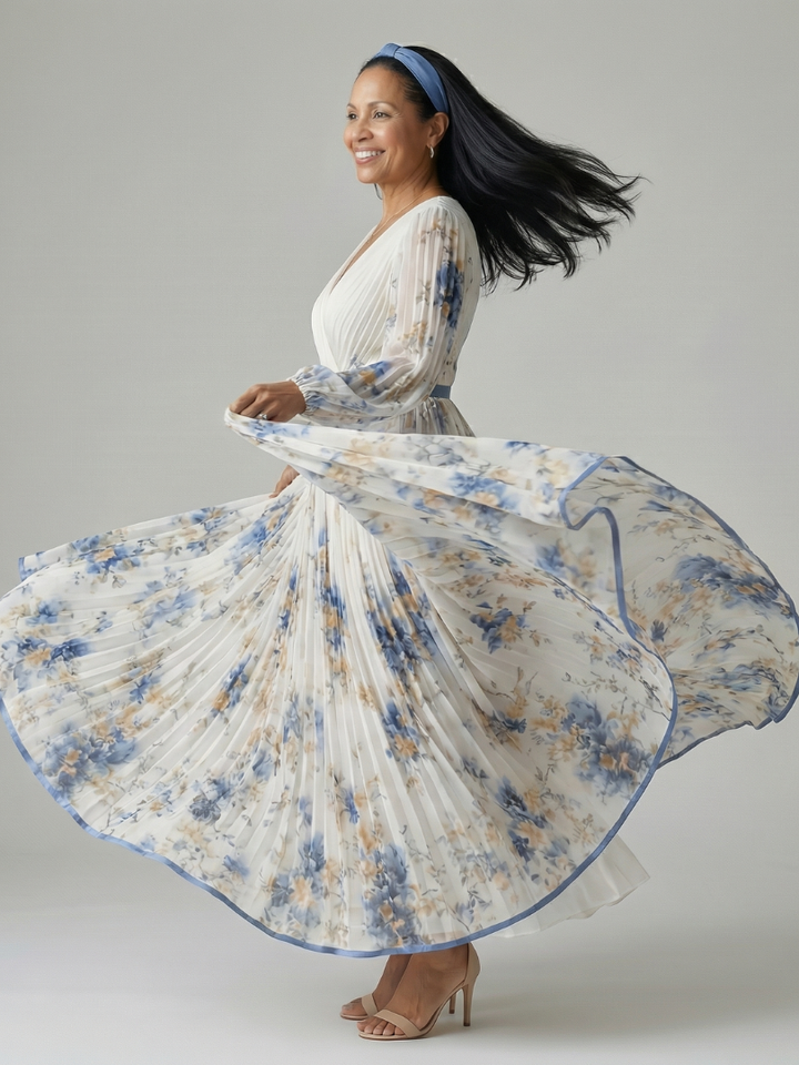 Ewa | Robe Midi Croisée Plissée