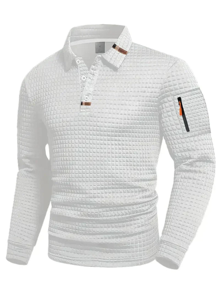Męska koszulka polo w slim fit z teksturowanym materiałem i kieszenią na zamek w rękawie
