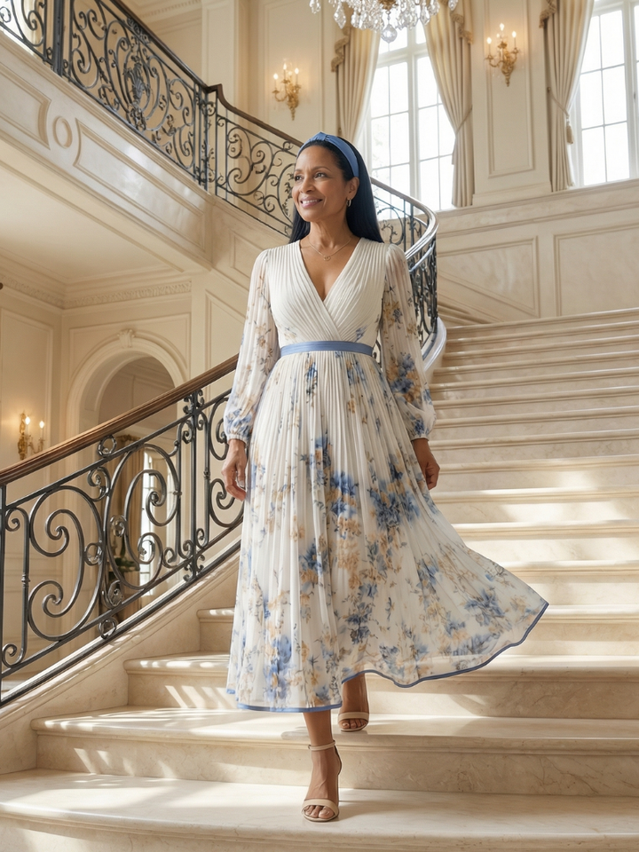 Ewa | Robe Midi Croisée Plissée
