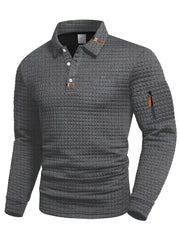 Męska koszulka polo w slim fit z teksturowanym materiałem i kieszenią na zamek w rękawie