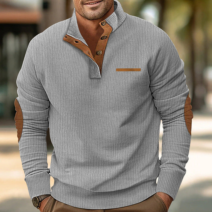 Bellonaro™ | Sweter z korduroy z ćwierć guzikiem