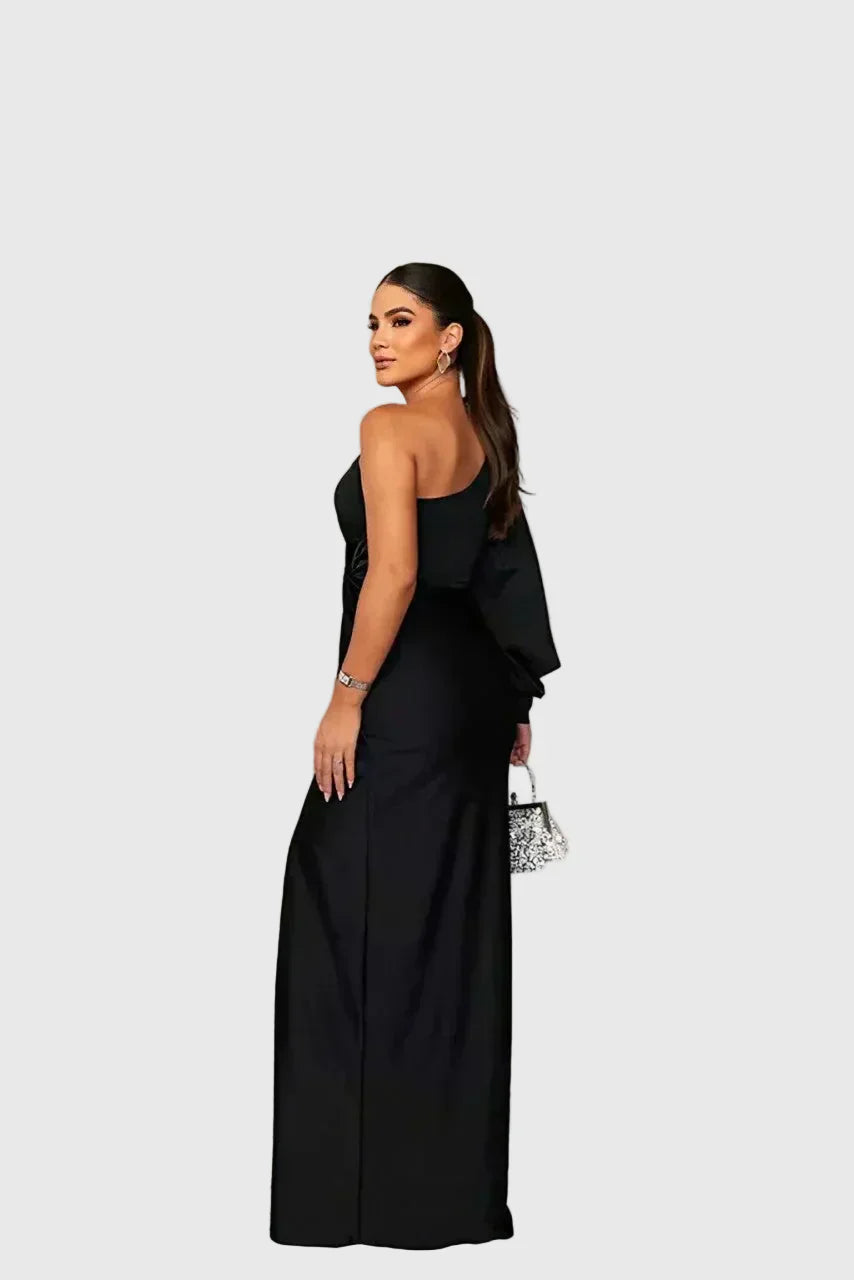 Auriane | Robe Maxi Asymétrique Satinée