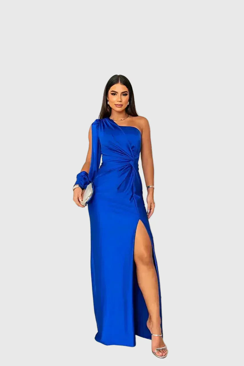Auriane | Robe Maxi Asymétrique Satinée