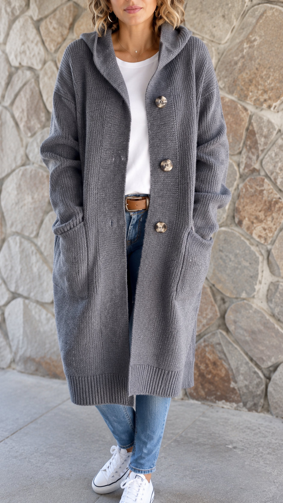 Catherine | Long Gilet en Tricot