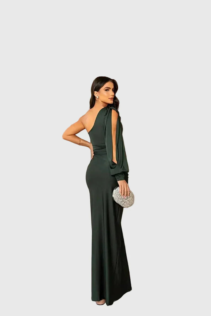Auriane | Robe Maxi Asymétrique Satinée