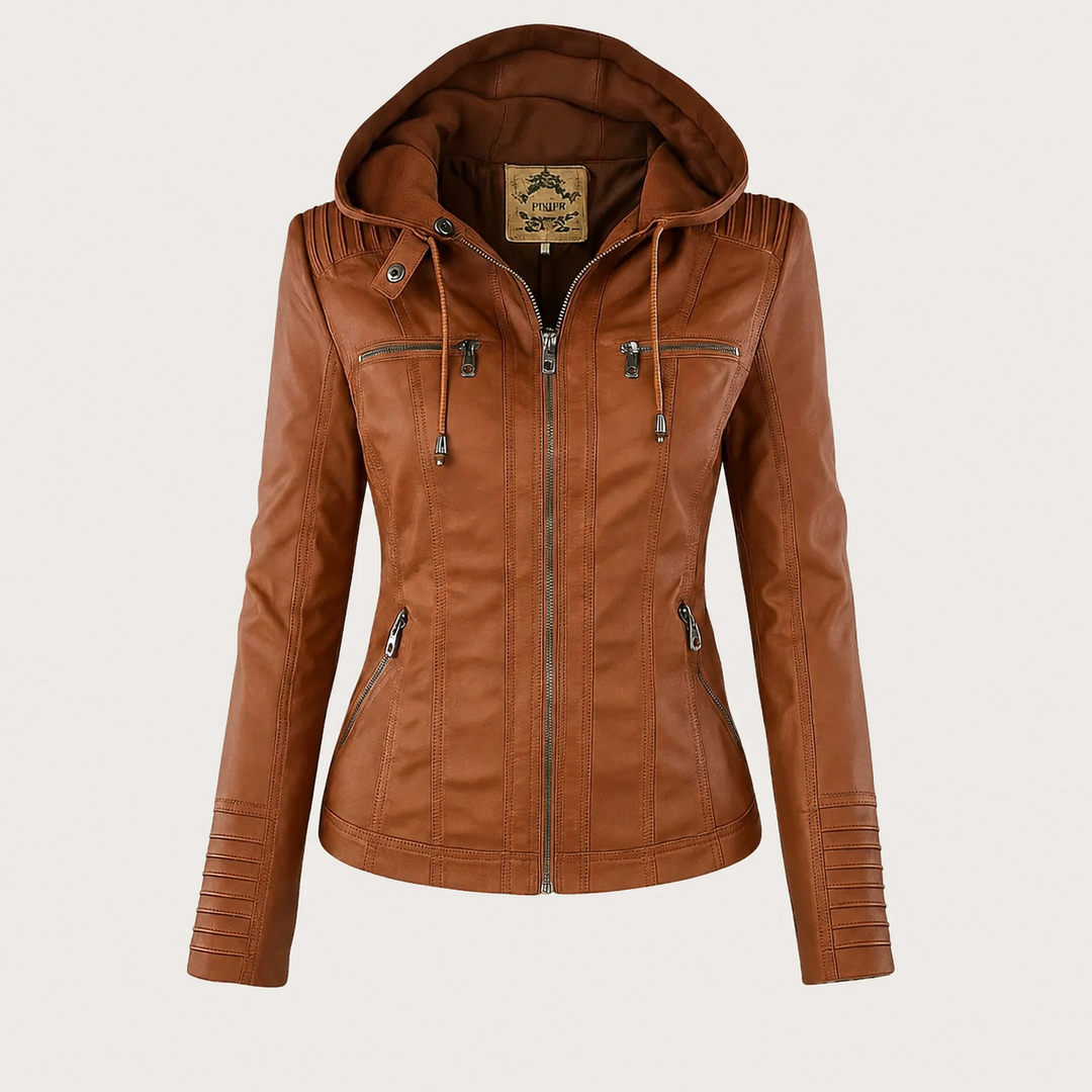 Diane | Veste en Cuir avec Capuche