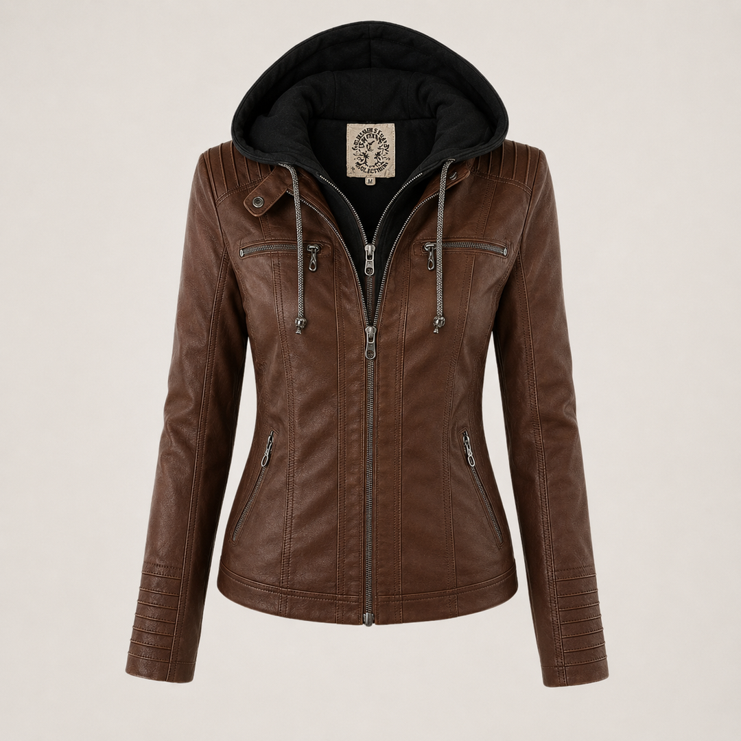 Diane | Veste en Cuir avec Capuche