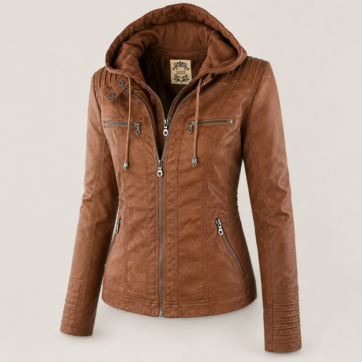 Diane | Veste en Cuir avec Capuche