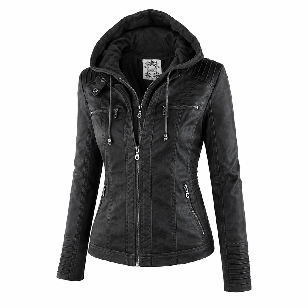 Diane | Veste en Cuir avec Capuche