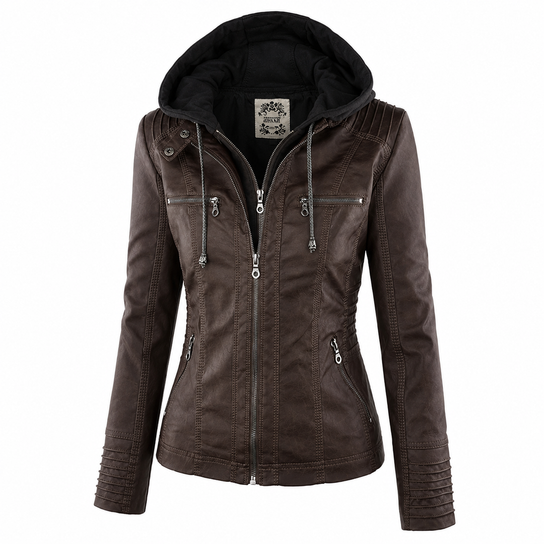 Diane | Veste en Cuir avec Capuche