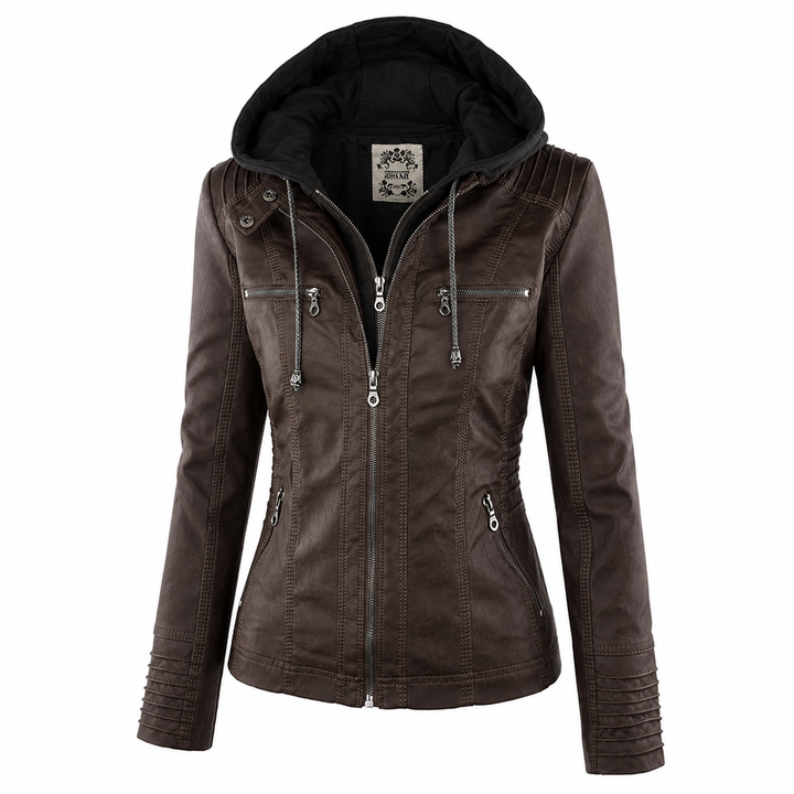 Diane | Veste en Cuir avec Capuche