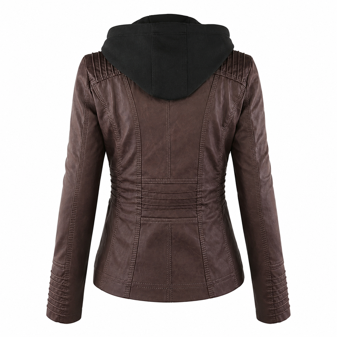 Diane | Veste en Cuir avec Capuche