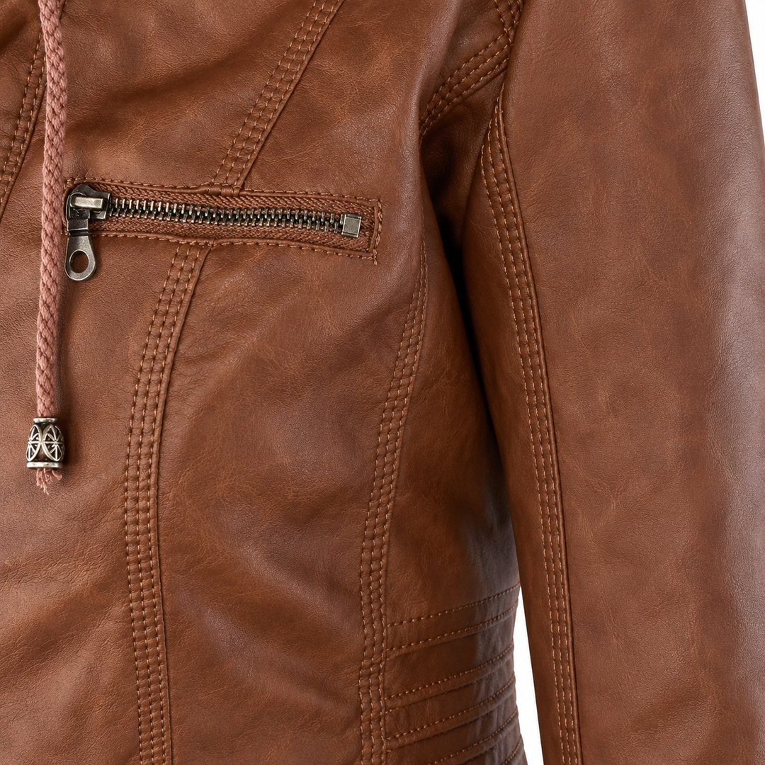 Diane | Veste en Cuir avec Capuche