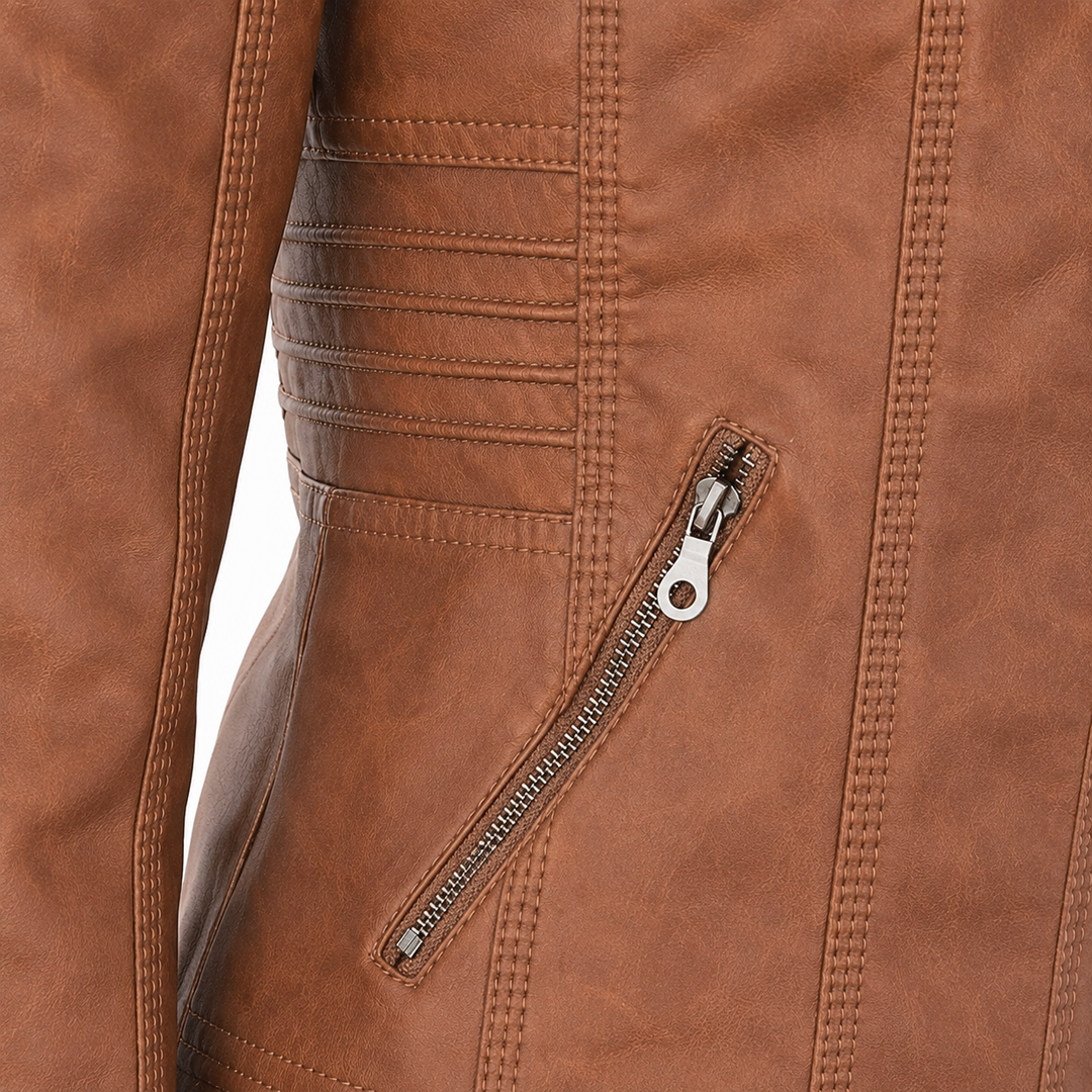 Diane | Veste en Cuir avec Capuche