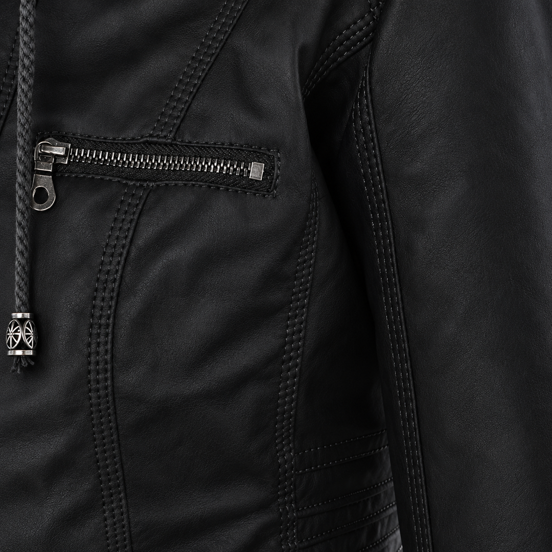 Diane | Veste en Cuir avec Capuche