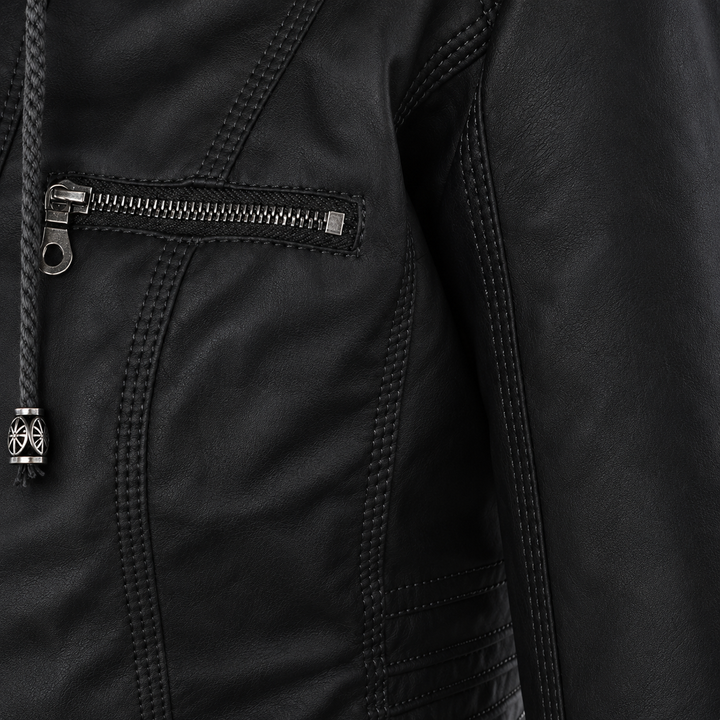 Diane | Veste en Cuir avec Capuche