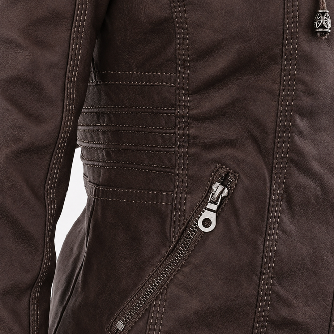Diane | Veste en Cuir avec Capuche