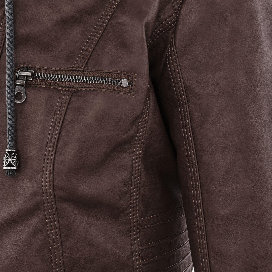 Diane | Veste en Cuir avec Capuche