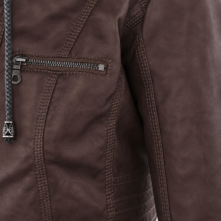 Diane | Veste en Cuir avec Capuche