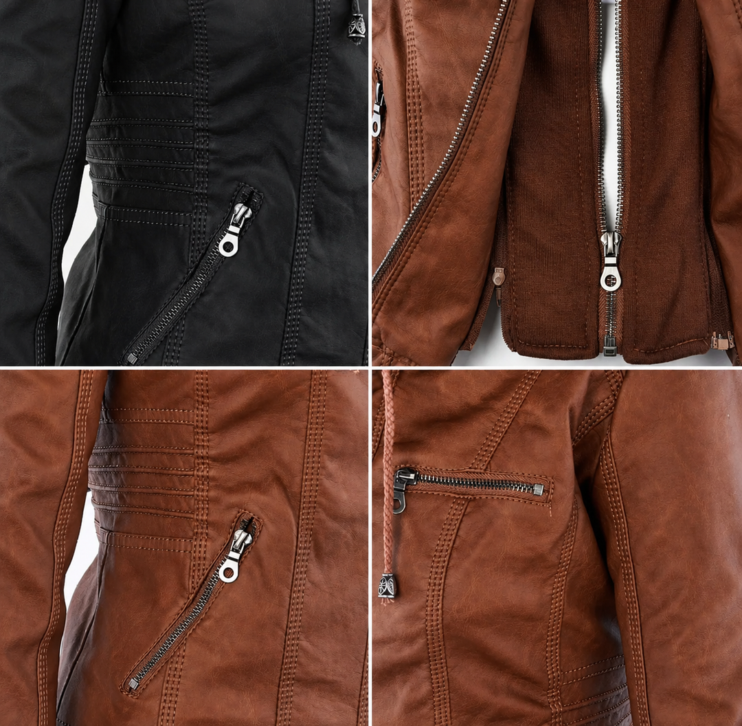 Diane | Veste en Cuir avec Capuche