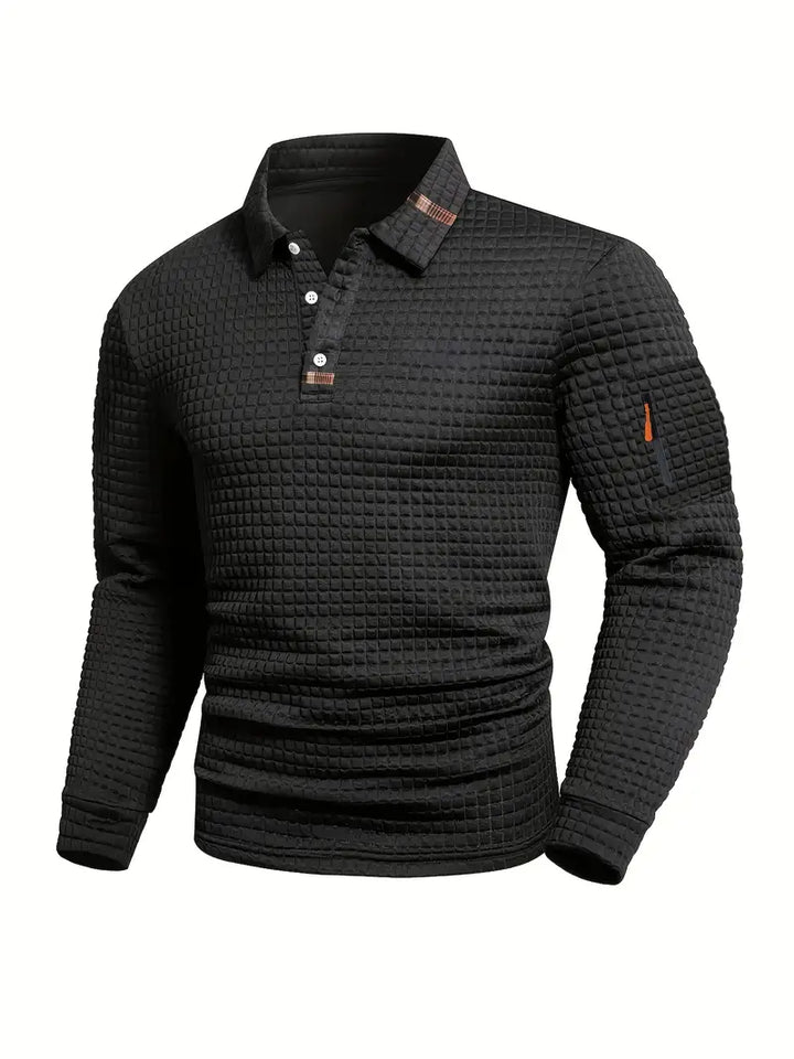 Męska koszulka polo w slim fit z teksturowanym materiałem i kieszenią na zamek w rękawie