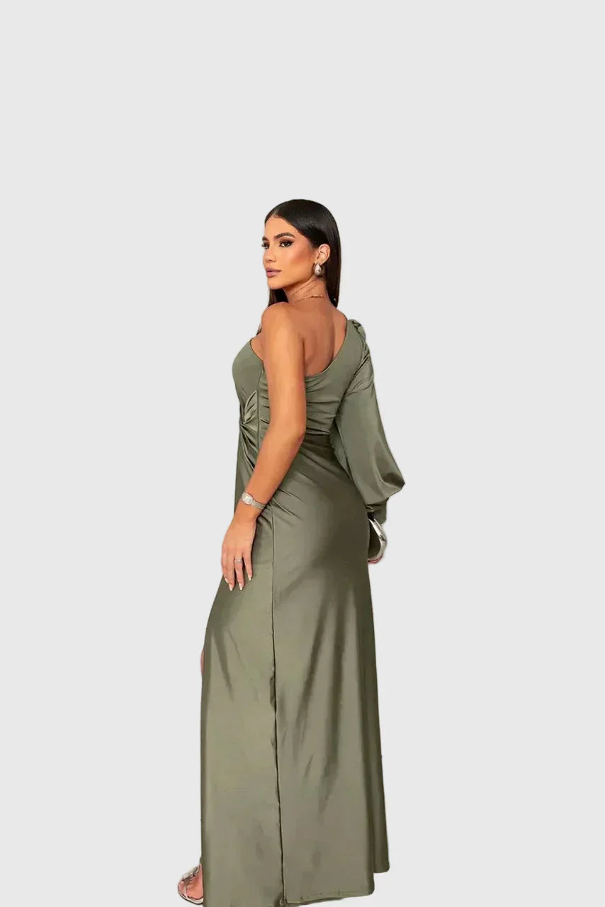 Auriane | Robe Maxi Asymétrique Satinée