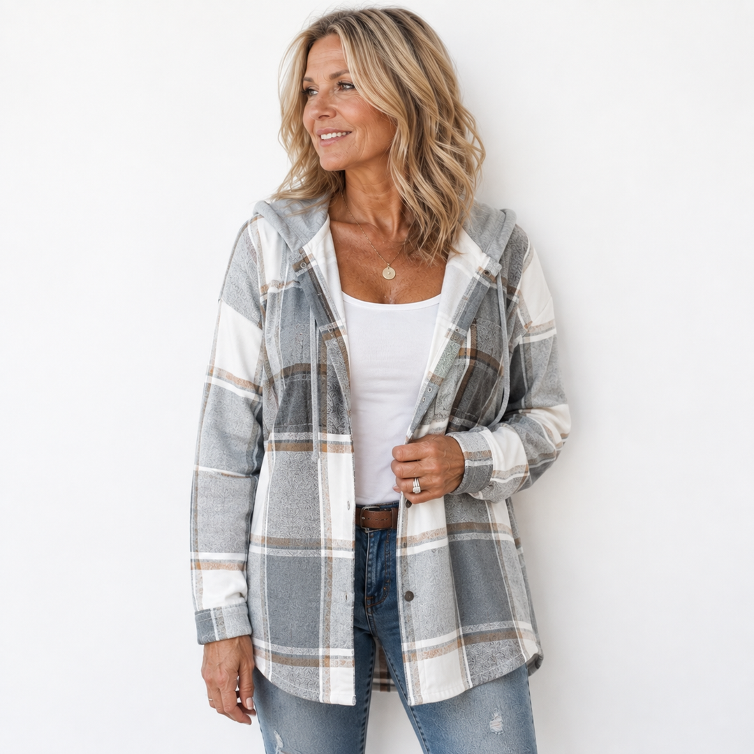 Kendra | Veste Douillette à Carreaux avec Capuche