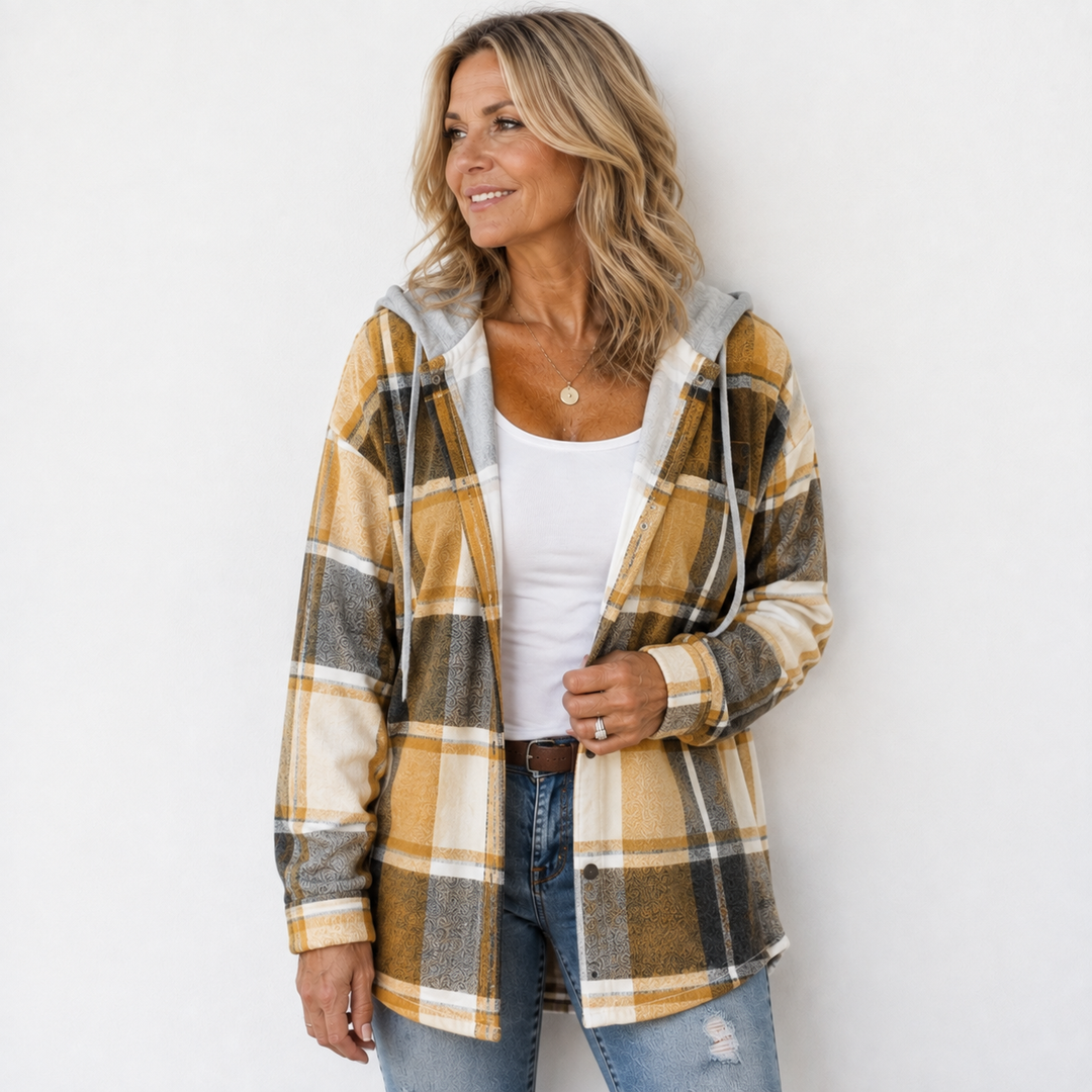 Kendra | Veste Douillette à Carreaux avec Capuche