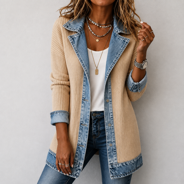 Kristen | Veste en jean en tricot