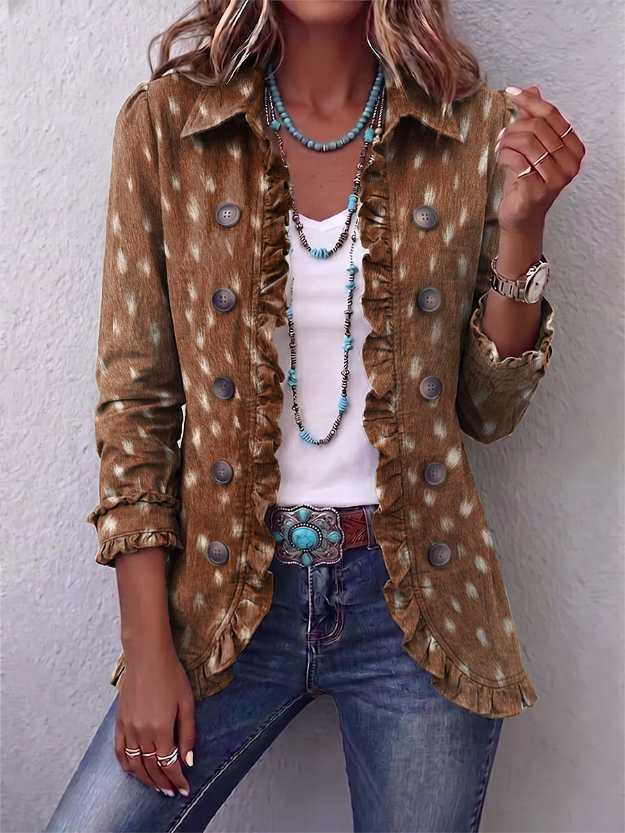 Nolinda | Veste à volants en imprimé animal bohème