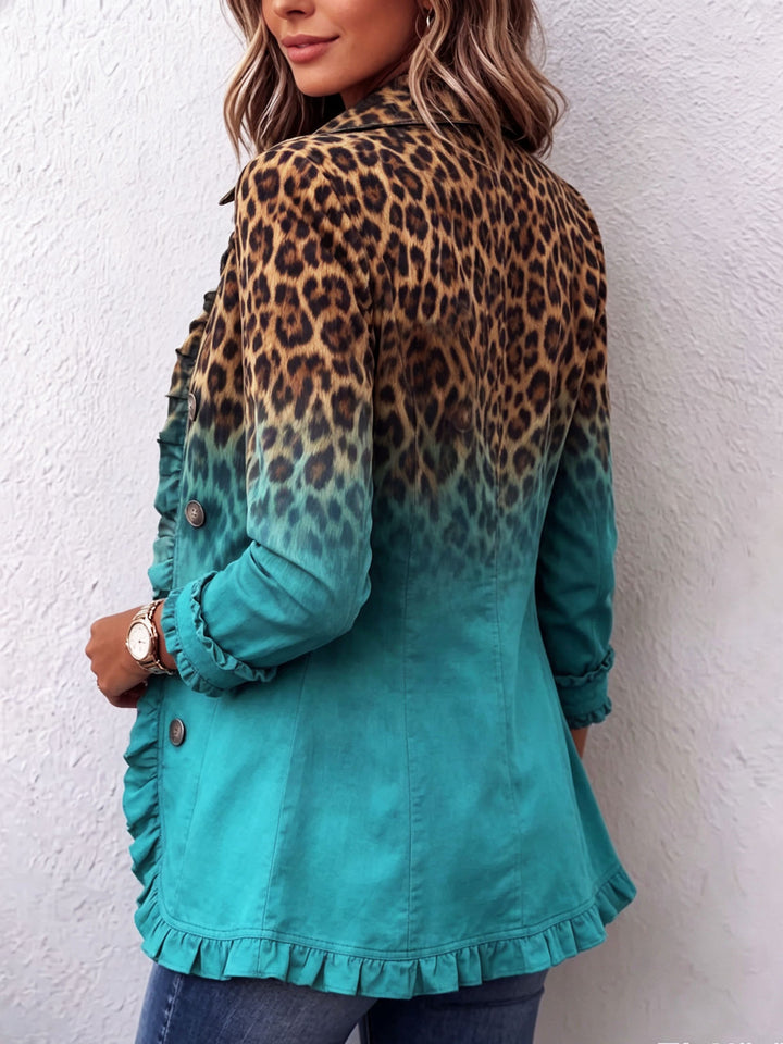 Elspeth | Veste Blazer Ruffle Léopard Ombre