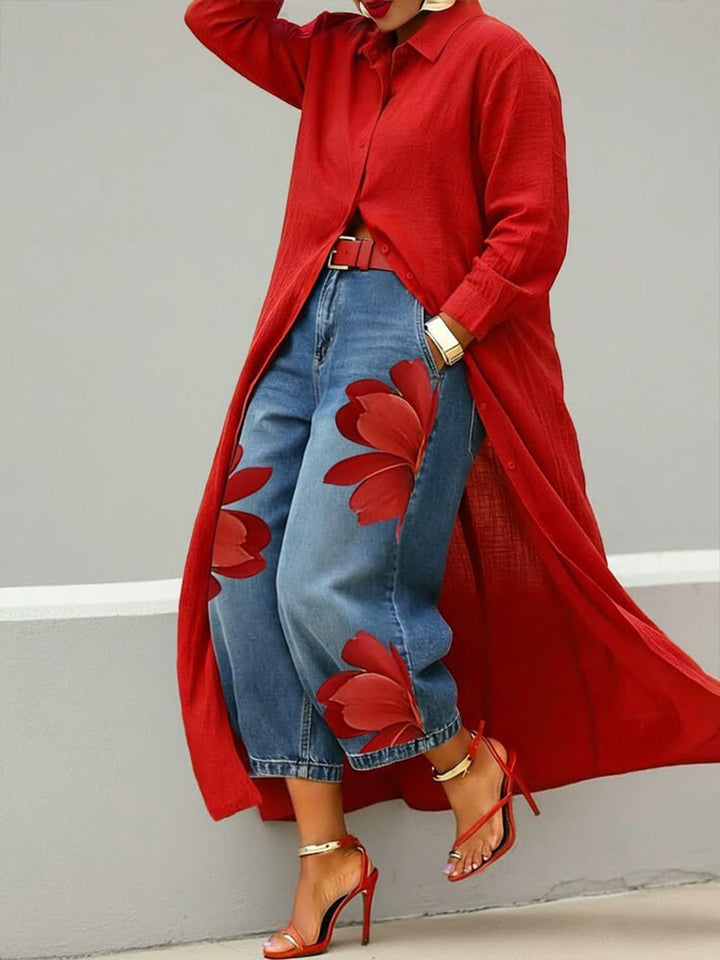 Zofia | Robe en lin & Ensemble en jean floral
