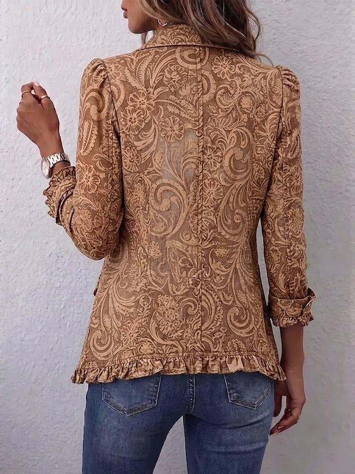 Vyclara | Veste Ruffle à Imprimé Floral Vintage Bohémien
