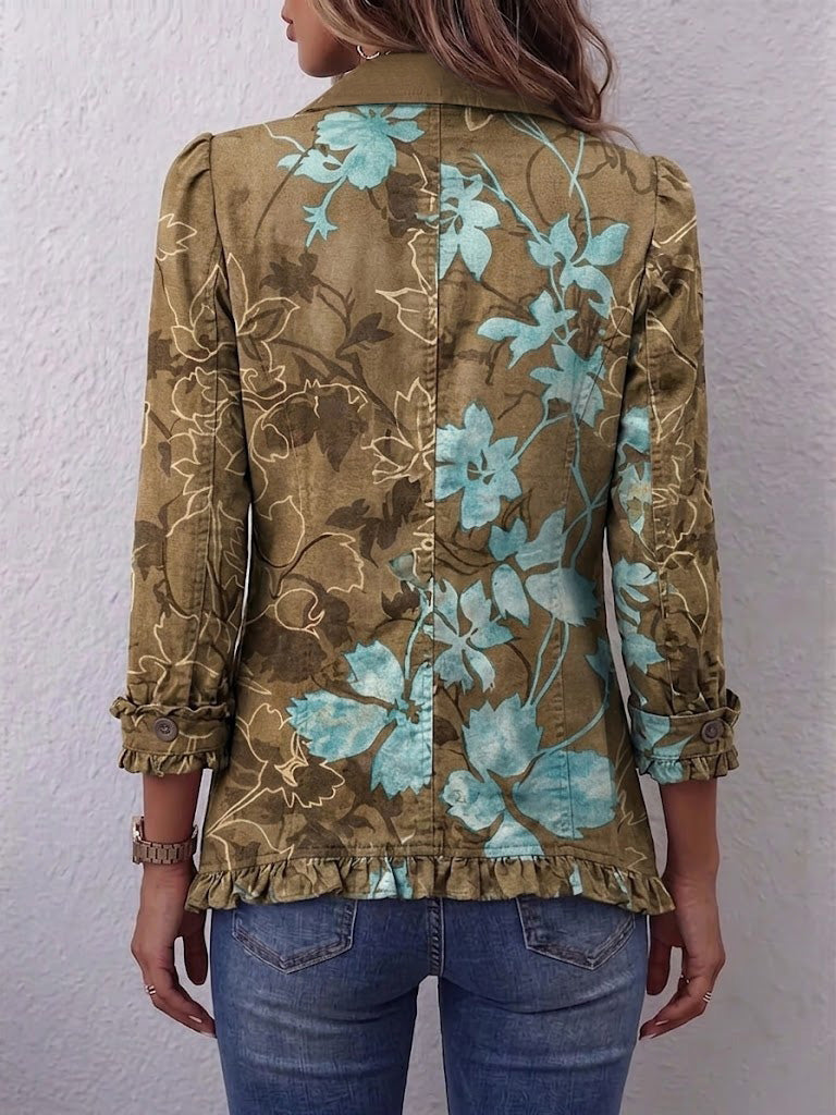 Sundara | Veste Florale Vintage à Volants Boho Dégradé