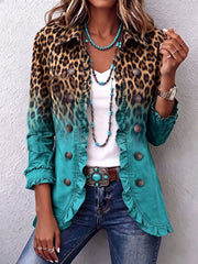 Elspeth | Veste Blazer Ruffle Léopard Ombre