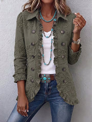 Kamberly | Veste utilitaire à volants brodée de fleurs au style boho-chic