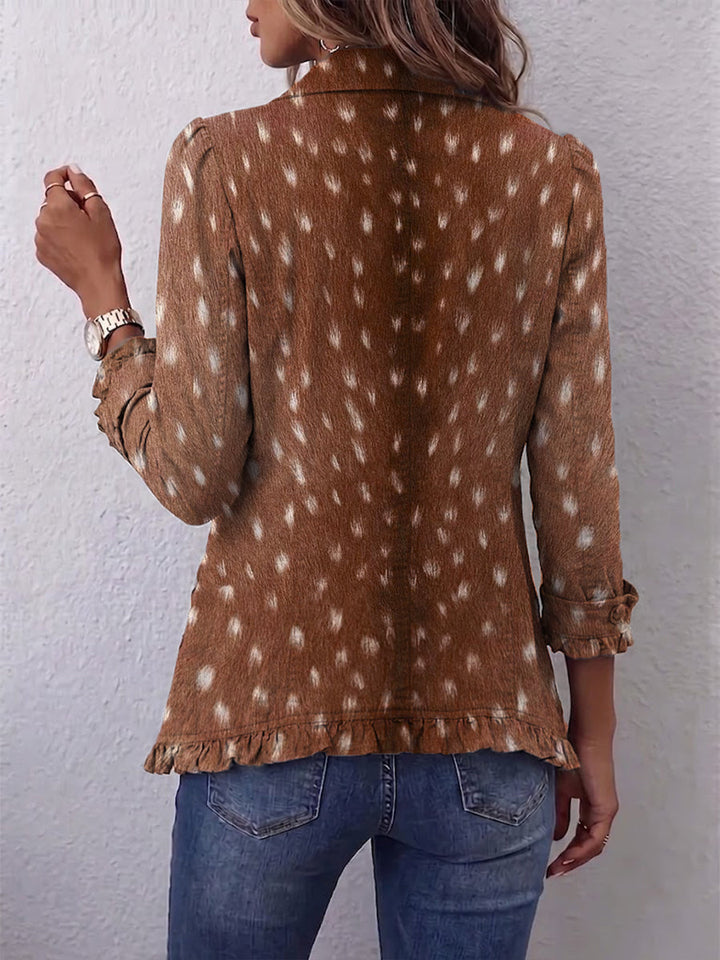 Nolinda | Veste à volants en imprimé animal bohème