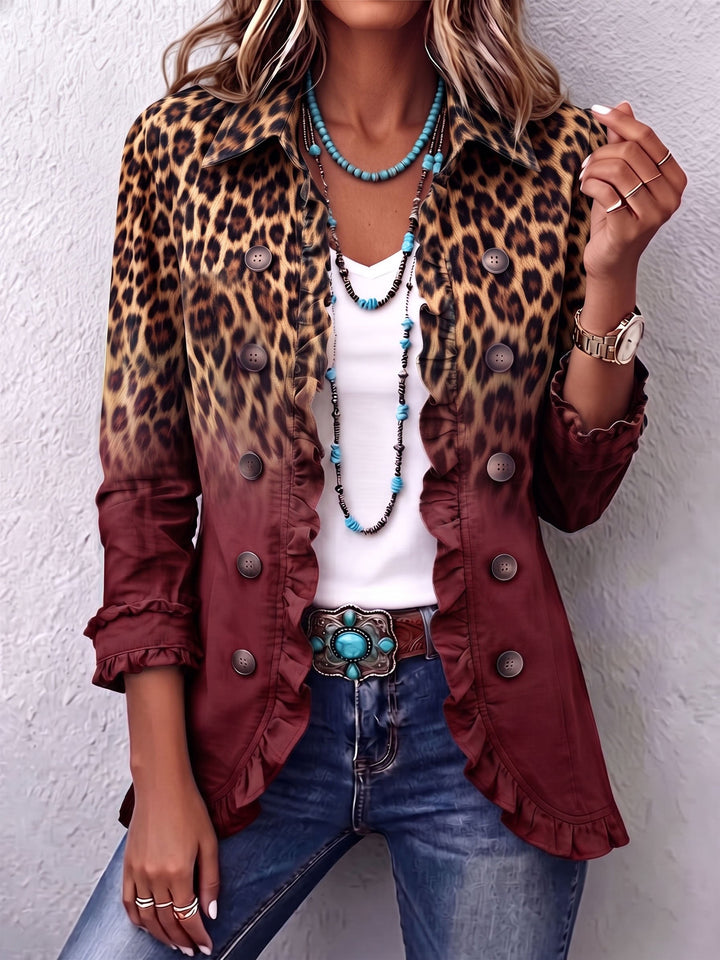 Elspeth | Veste Blazer Ruffle Léopard Ombre