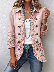 Bettany | Veste à boutons florale avec volants