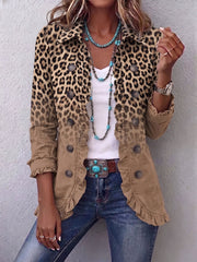 Tawny | Veste à volants en dégradé léopard vintage