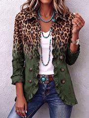 Rowena | Veste Blazer Ruffle Léopard Ombre