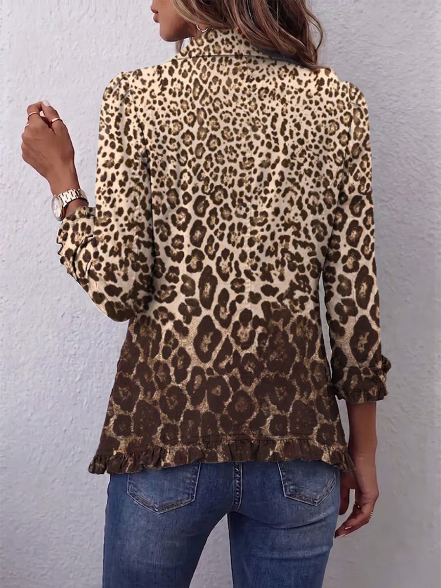 Navara | Veste Ruffle Imprimé Léopard